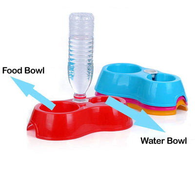 Pet Bowl Dual Port Pet Food Dish Bowl water fountain for cats water food feeder animal Water Cooler Cat bowl Pet Double Feeders