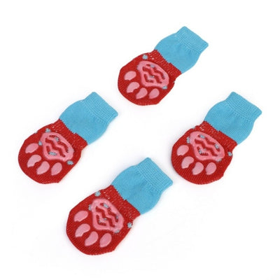 4 pcs/set Indoor Pet Dog Socks Soft Quality Cotton Warm Antiskid Paws Dirts Away Easy Washing Dog Cat Shoe Socks