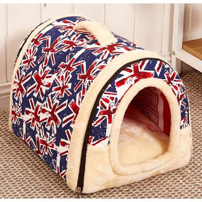 Pet House Dog Bed With Print Mat Foldable Dog Cat Bed Pad Nest For Small Medium Dogs Portable Travelling Kennels Basket Bags