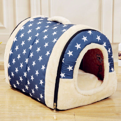 Pet House Dog Bed With Print Mat Foldable Dog Cat Bed Pad Nest For Small Medium Dogs Portable Travelling Kennels Basket Bags