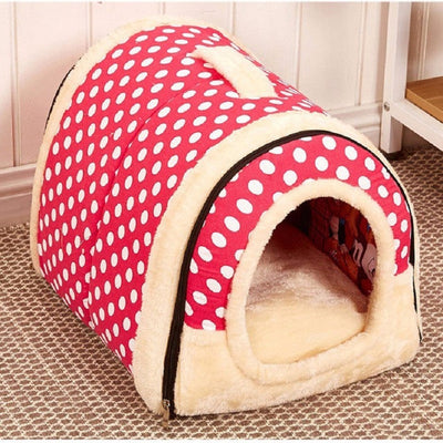 Pet House Dog Bed With Print Mat Foldable Dog Cat Bed Pad Nest For Small Medium Dogs Portable Travelling Kennels Basket Bags