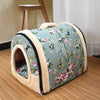 Pet House Dog Bed With Print Mat Foldable Dog Cat Bed Pad Nest For Small Medium Dogs Portable Travelling Kennels Basket Bags