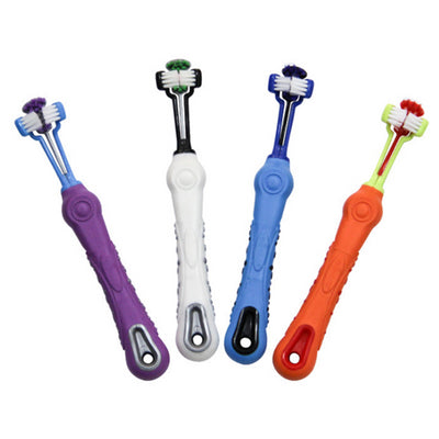 Hot Selling Three Sided Pet Toothbrush Dog Brush Addition Bad Breath Tartar Teeth Care Dog Cat Cleaning Mouth