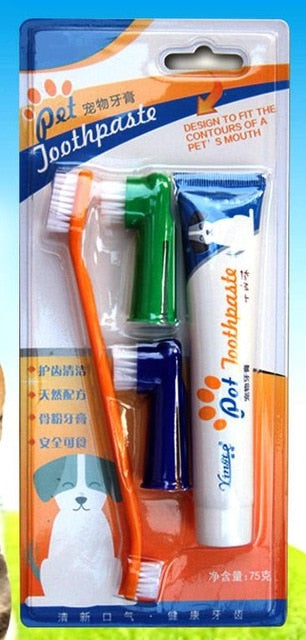 4pcs Dog Care Set Pet Toothbrush For Cats Dog Toothpaste For Pets Oral Cleaning Products Dog Tooth Cleaning Toothbrush Brushes